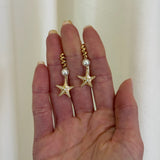 Boochier - WHITE PEARL STARFISH DROP HUGGIE EARRINGS