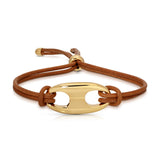 Jenna Blake - Gold Nautical Link on Leather Bracelet
