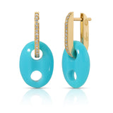 Jenna Blake - Mini Mariner Link with Diamond Huggies - Turquoise