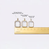 Loquet - Baguette Gold Locket 18k & Figaro Necklace Chain 22" 18k