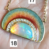 Opal Sunrise Enamel Diamond Necklace