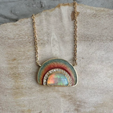 Opal Sunrise Enamel Diamond Necklace