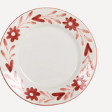 Red Flowers Hand Painted Salad Plate - Set of 4