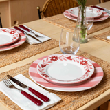 Red Flowers Hand Painted Salad Plate - Set of 4