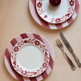 Red Flowers Hand Painted Salad Plate - Set of 4