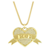 Established - Large Diamond Heart Tattoo Necklace MOM