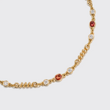 Boochier - Yellow Gold Padparascha Sapphire & Diamond Slinkee Necklace