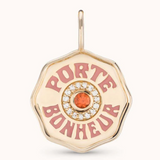 Marlo Laz - Porte Bonheur Charm - Orange Sapphire - Light Pink Enamel
