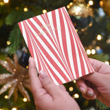 Hand Marbled Greeting Card - Candy Stripes Red