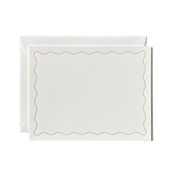 Letterpressed Notecard No. 04 Set of 10 Wavy Lilac Border: Natural / Set of 10