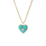 Brent Neale - Medium Puff Heart Pendant with Amazonite and Diamond Heart Inset