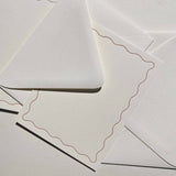 Letterpressed Notecard No. 04 Set of 10 Wavy Lilac Border: Natural / Set of 10