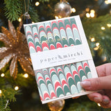 Hand Marbled Greeting Card - Scallops Festive Mix