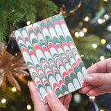 Hand Marbled Greeting Card - Scallops Festive Mix