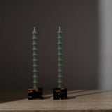 Bamboo Taper Beeswax Candles - A Pair: Jasper Green