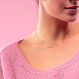 gigiClozeau: Classic Gigi BABY PINK necklace yellow gold- 16.5"