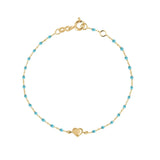 gigiClozeau: Lucky Heart Mini Gigi Turquoise bracelet, Yellow Gold, 6.7"