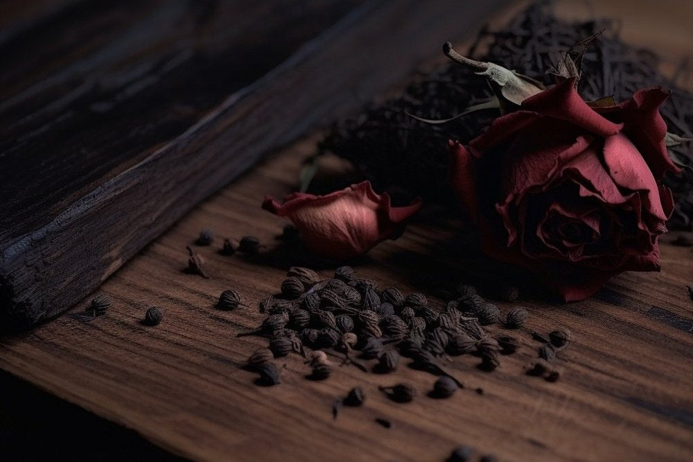 Visualization of the Candle scents of rose and spices with a beautiful musk 