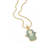 Buddha Mama: Small Sky Blue Hamsa Pendant